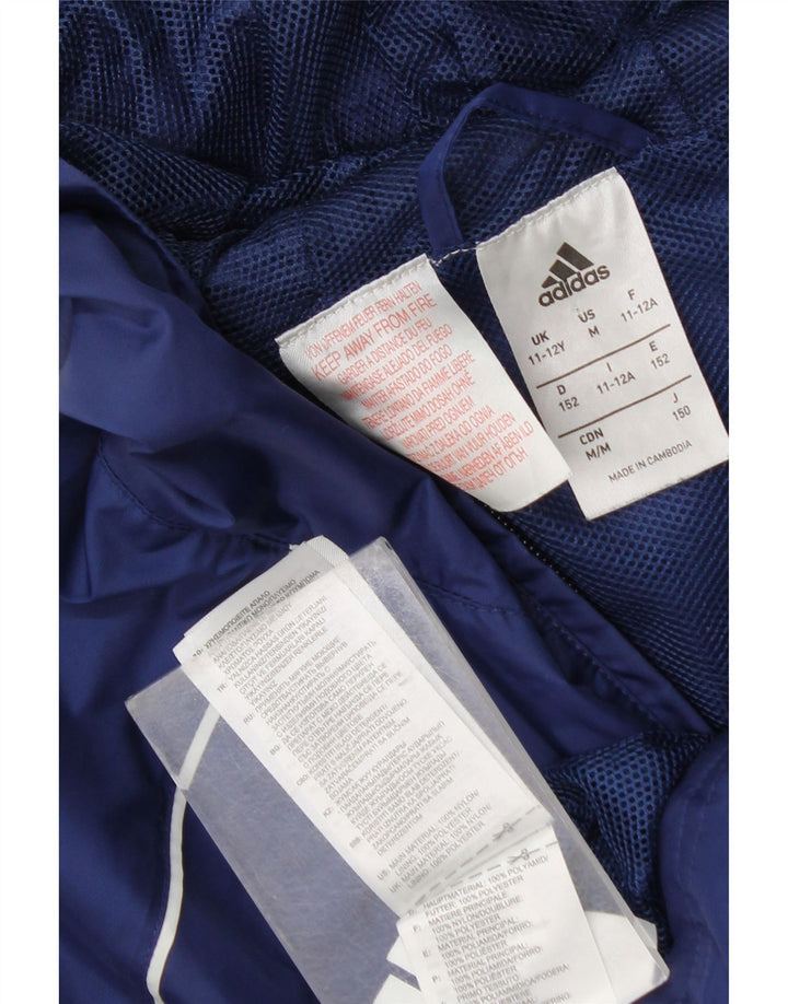 Adidas Regnjakke med hætte til drenge 11-12 år marineblå nylon