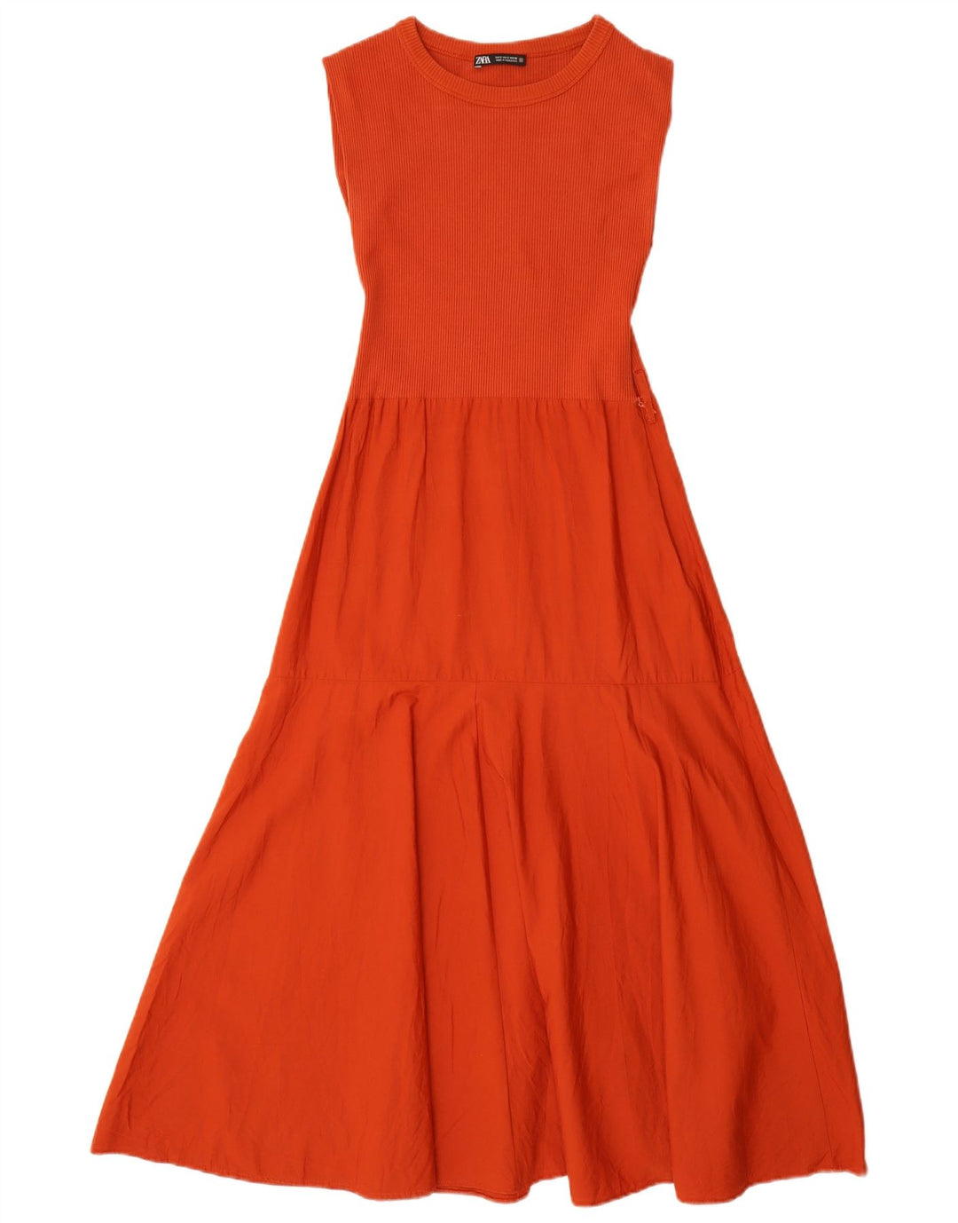Zara Dame ærmeløs Maxikjole UK 8 Small Orange