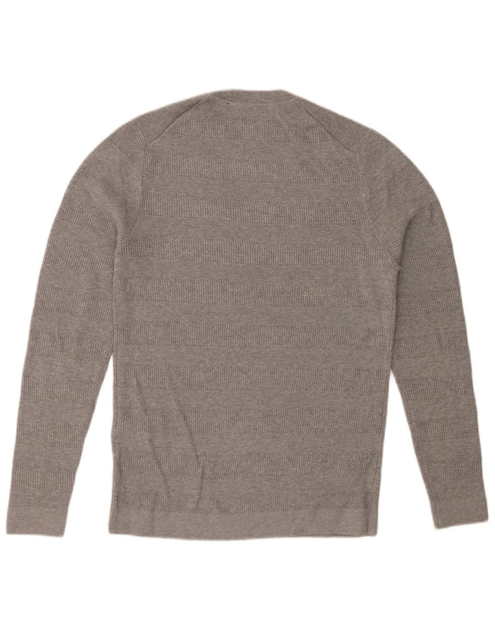 SUPERDRY Herre sweater med rund hals, lille grå stribet bomuld