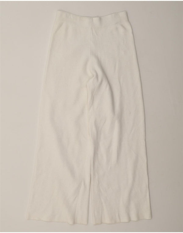 Zara Womens Wide Leg Træningsdragt Bukser UK 8 Small White Viscose