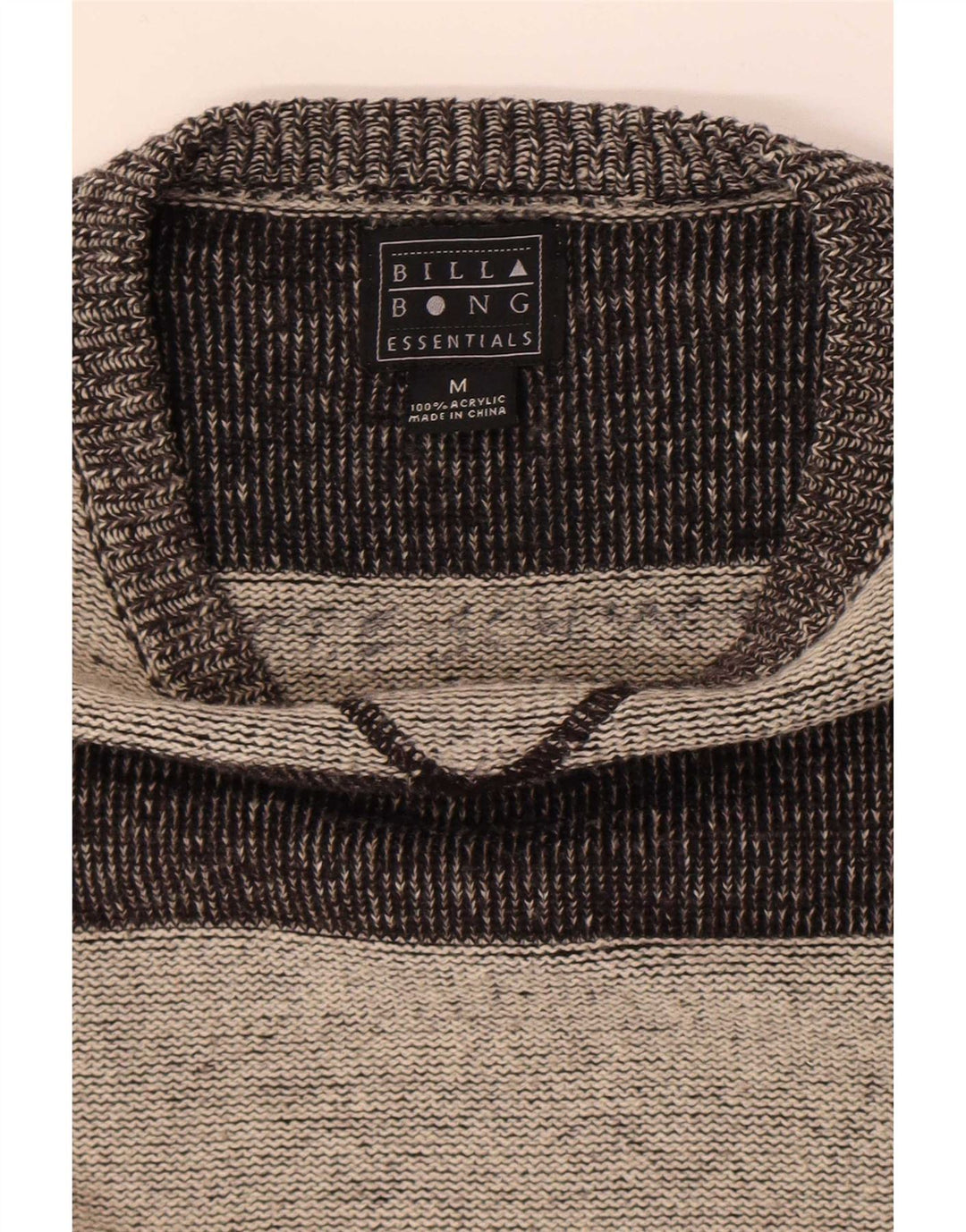 Billabong Herre Boat Neck Jumper Sweater Medium Grå Stribet Akryl