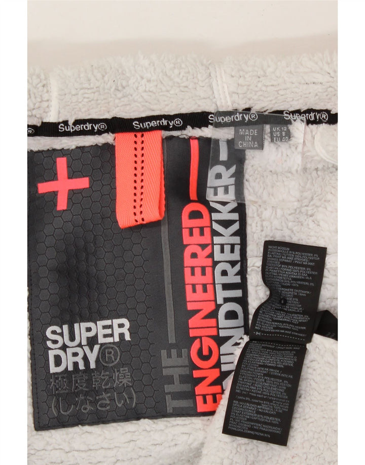 SUPERDRY Womens Sherpa Windbreaker Jacket UK 12 Medium Grey Vintage Superdry and Second-Hand Superdry from Messina Hembry 
