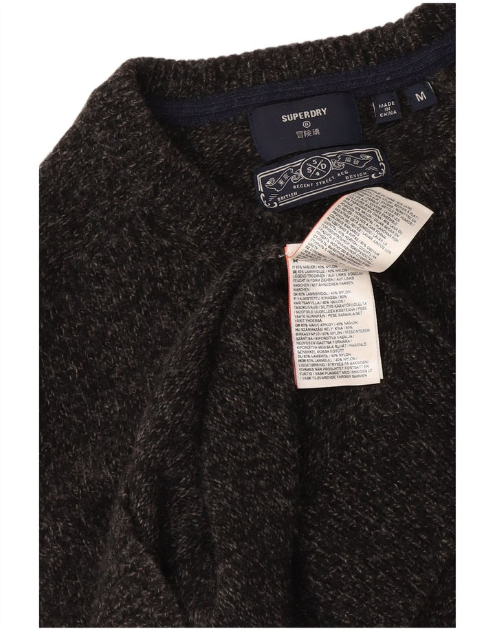 Superdry trøje med rund hals til mænd mellemgrå flækket uld