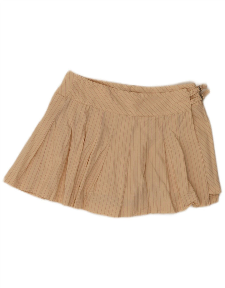 Zara Dame Mini Wrap Nederdel Medium W28 Beige Nålestribet Bomuld