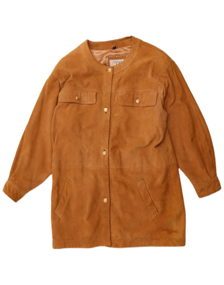 YORN Oversized ruskindsfrakke til kvinder EU 40 Medium Beige Læder