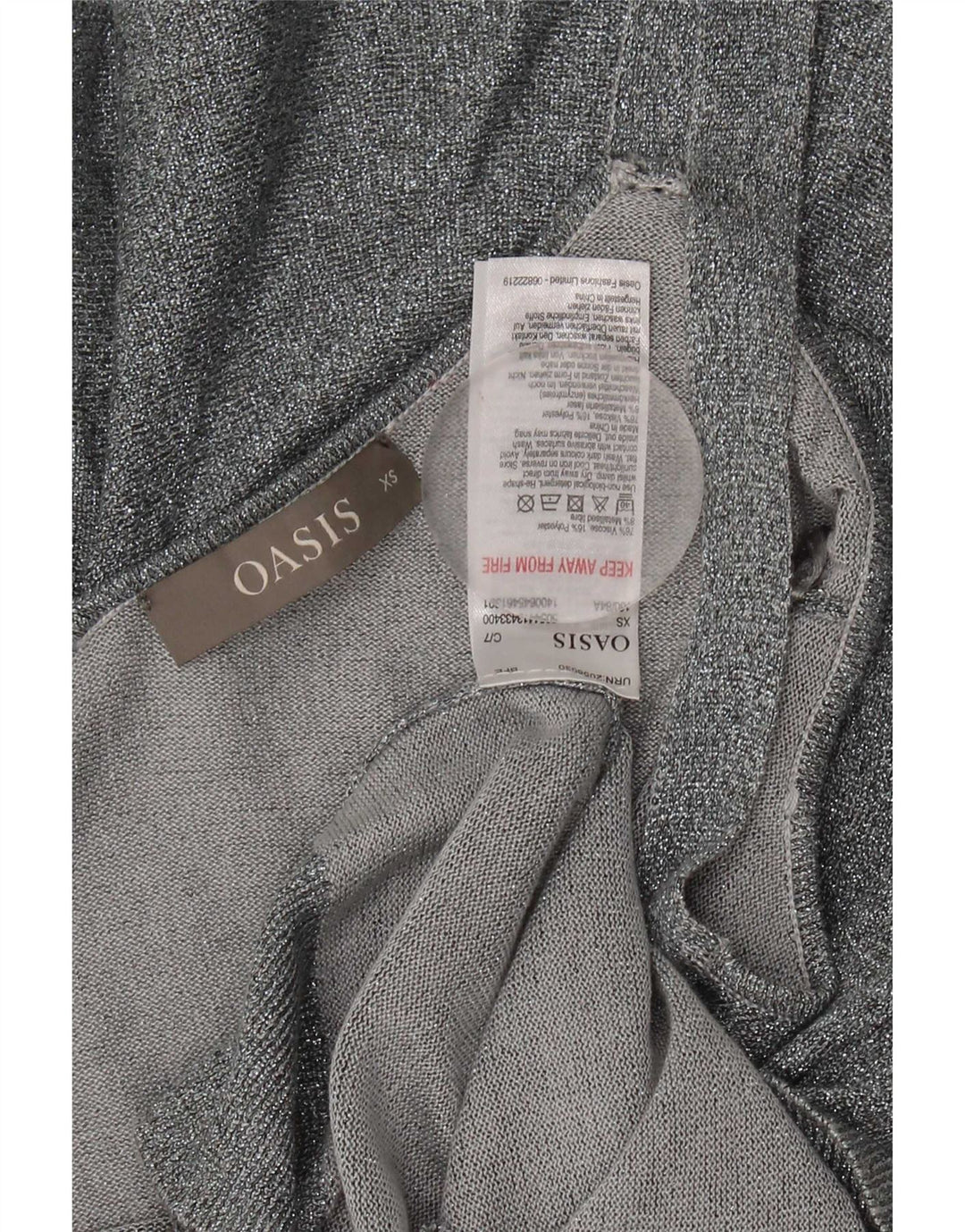 Oasis Womens Crop Cami Top UK 6 XS Silver Flecked Viscose