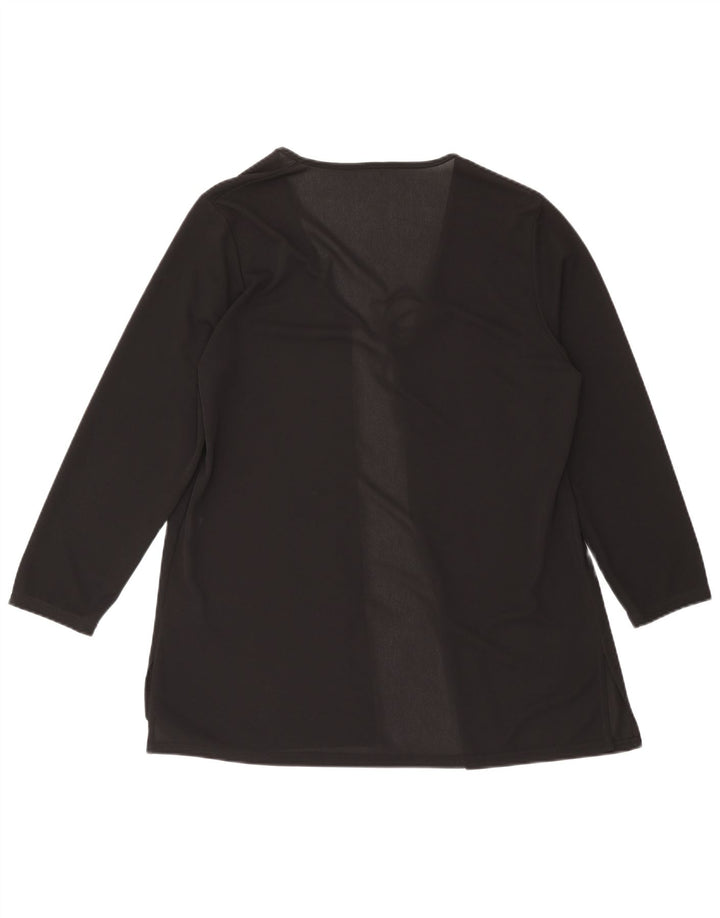 Vintage Dame Langærmet Cardigan Top UK 16 Stor Sort Polyester