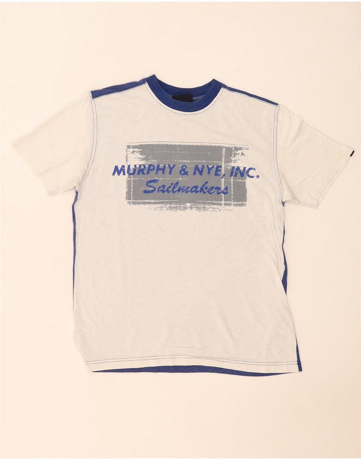 Murphy & Nye Herre grafisk T-shirt Top Lille hvid Colourblock Bomuld