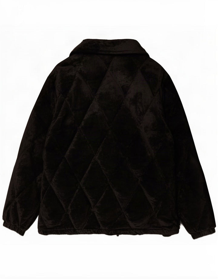 Vintage Dame Velvet Quilted Jacket IT 42 Medium Black Acetate