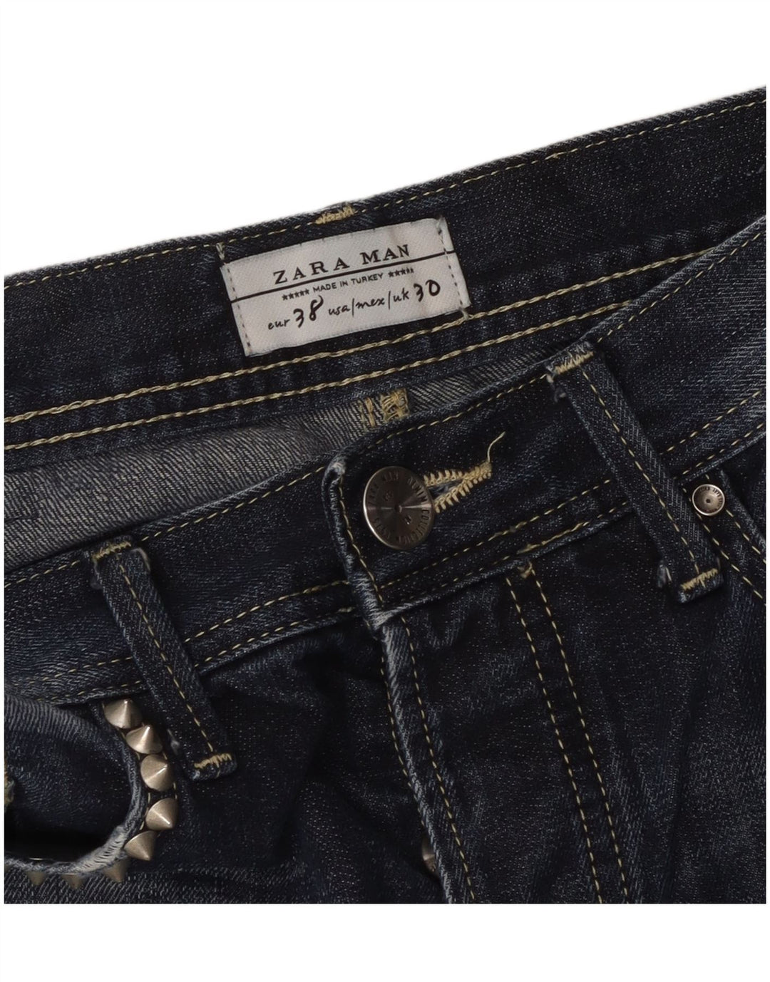 ZARA Distressed Slim Jeans til mænd EU 38 Small W30 L33 Navy Blue