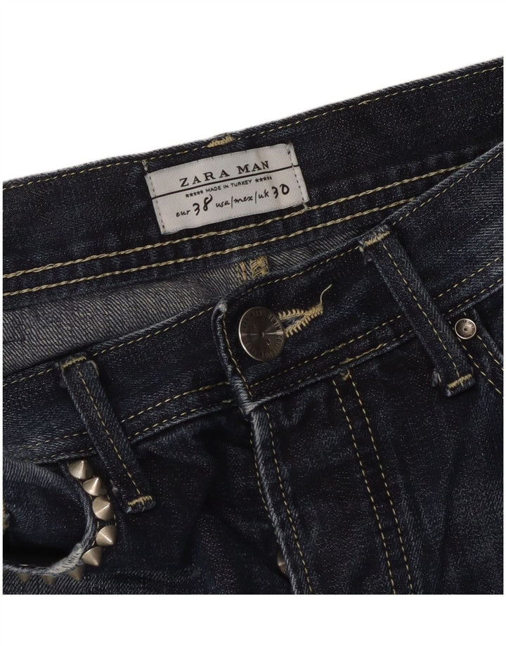ZARA Distressed Slim Jeans til mænd EU 38 Small W30 L33 Navy Blue