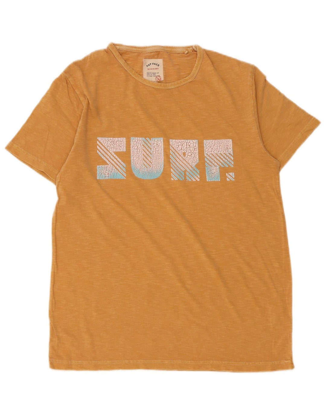 FAT FACE Herre grafisk T-shirt Top Lille gul Flecked Bomuld