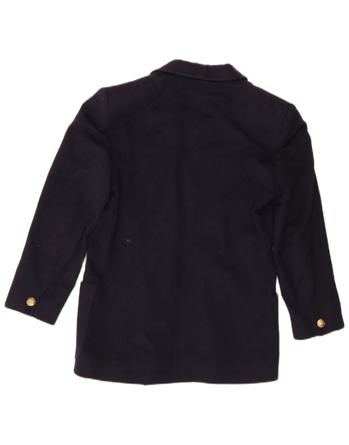 Jaeger Dame Dobbeltradet Blazer Jacket UK 6 XS Navy Blue New Wool