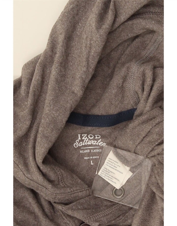IZOD Herre Salt Water Hoodie Jumper Large Grå Polyester
