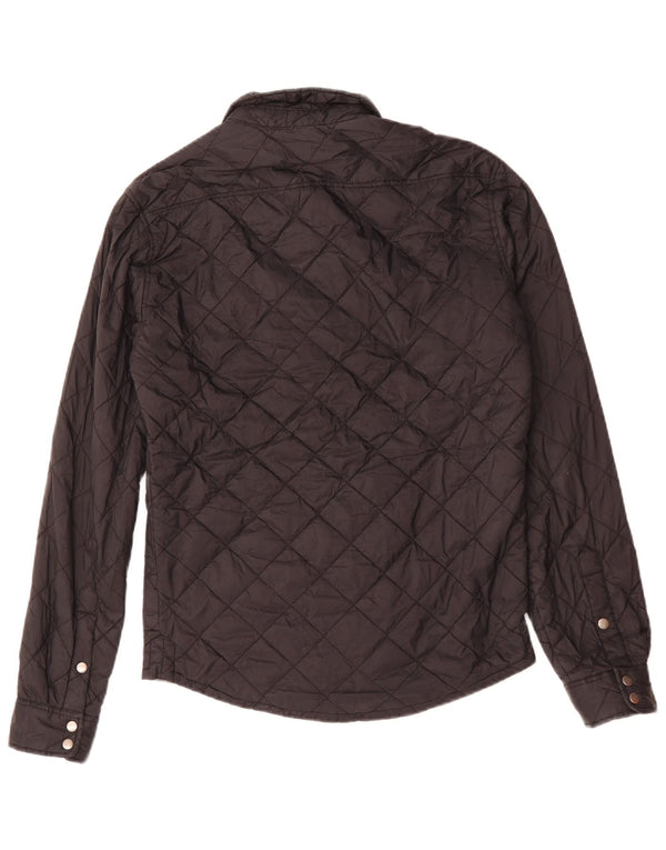 ZARA Herre Slim Fit Overshirt Quiltet skjorte Medium Sort Polyester