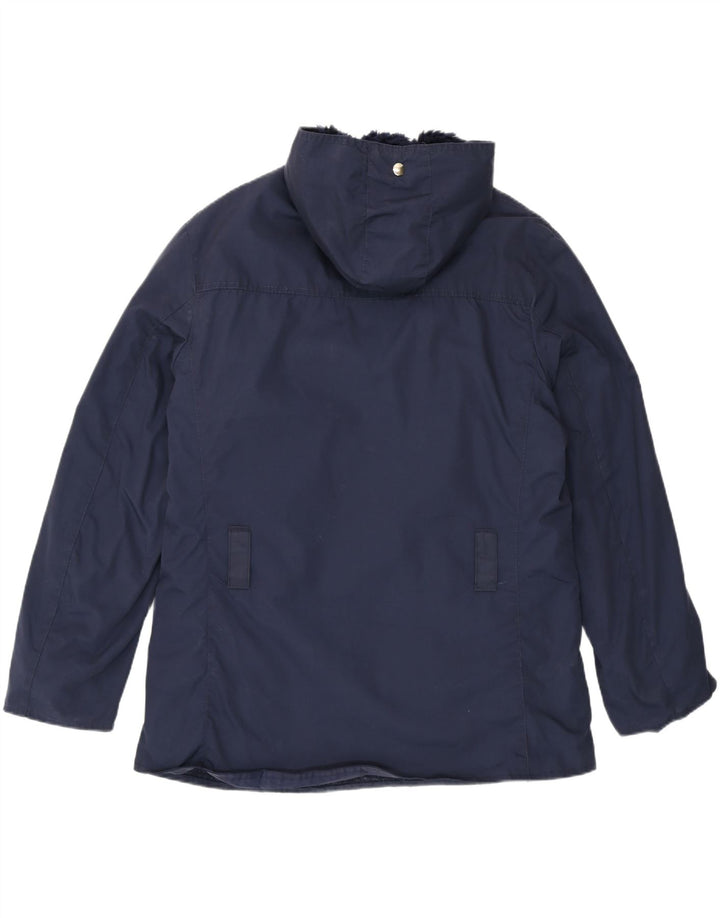 VINTAGE Mens Hooded Windbreaker Jacket IT 48 Medium Navy Blue Polyester Vintage Vintage and Second-Hand Vintage from Messina Hembry 