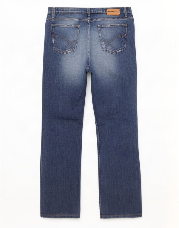 Gas Herre Distressed Bootcut Jeans W38 L34 Marineblå Bomuld