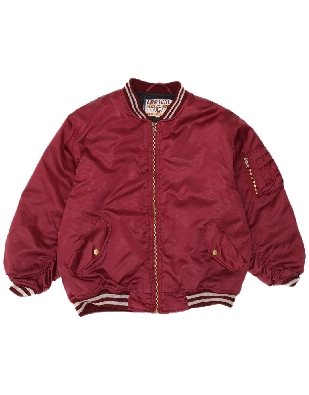 VINTAGE Boys Bomber Jacket 13-14 år Burgundy Nylon