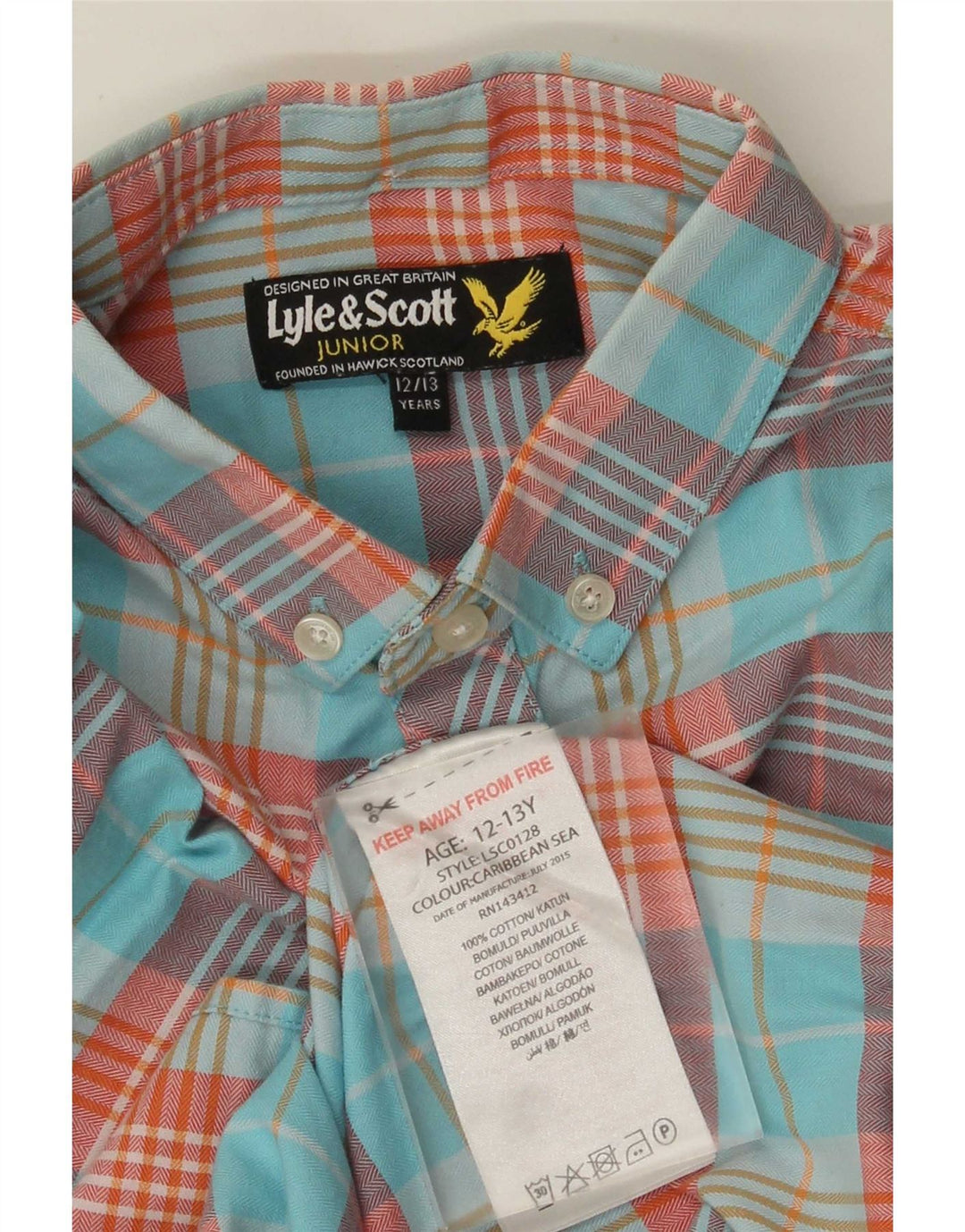 Lyle & Scott drenge kortærmet skjorte 12-13 år Flerfarvet ternet bomuld