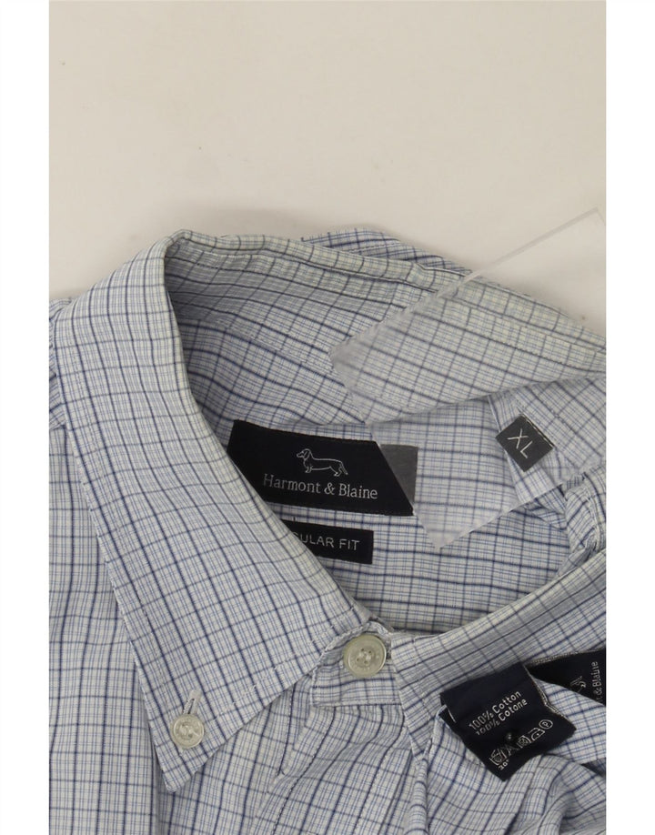 Harmont & Blaine Herre Regular Fit skjorte XL Blå Gingham Cotton