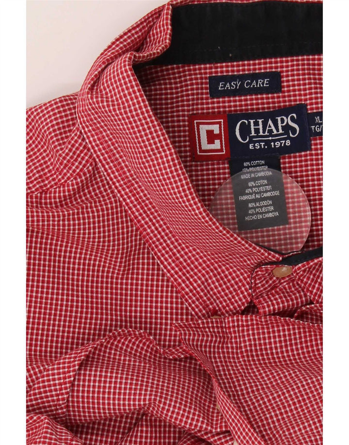 Chaps Kortærmet Herreskjorte XL Rød Gingham Bomuld