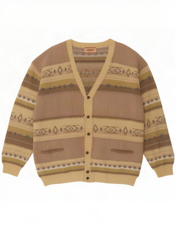 Settebello Herre cardigan sweater Stor Brun Geometrisk