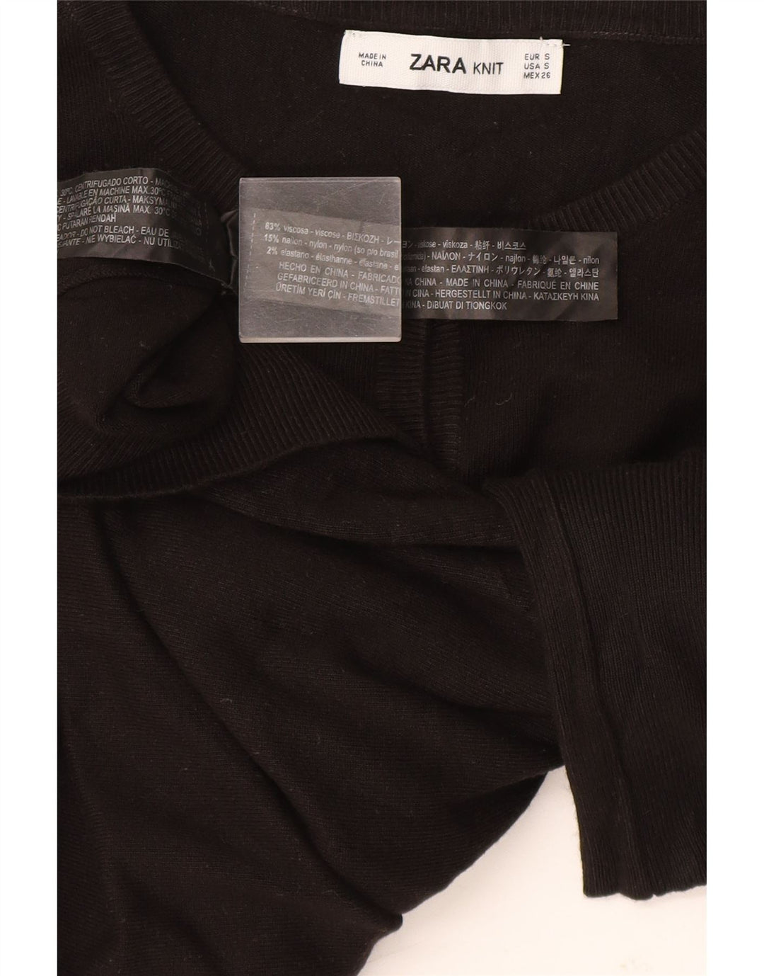 Zara Dame Cardigan Sweater UK 10 Small Black Viscose