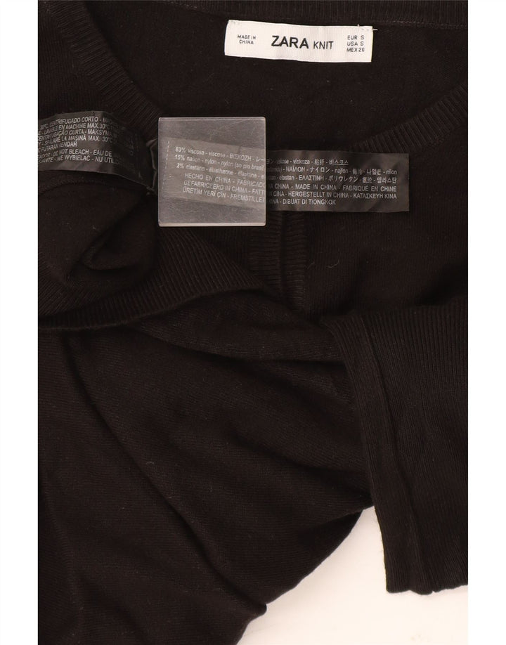 Zara Dame Cardigan Sweater UK 10 Small Black Viscose