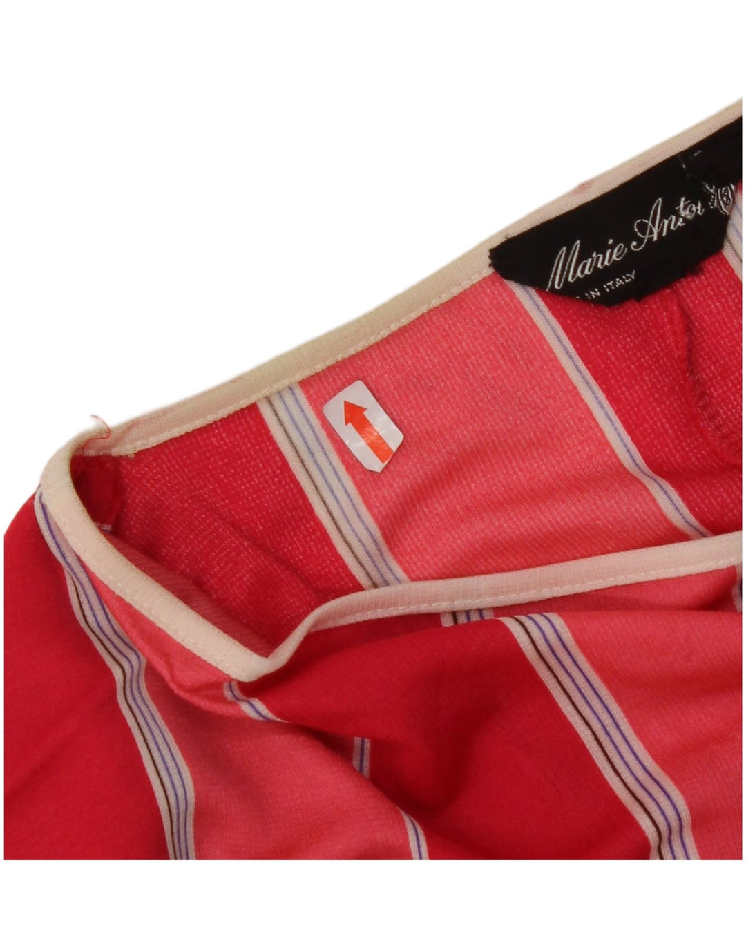 VINTAGE flagermusbluse til damer IT 44 Medium rød stribet akryl