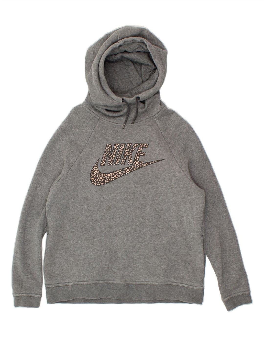 NIKE Womens Graphic Hoodie Jumper UK 14 Medium Grey Cotton Vintage Nike and Second-Hand Nike from Messina Hembry 
