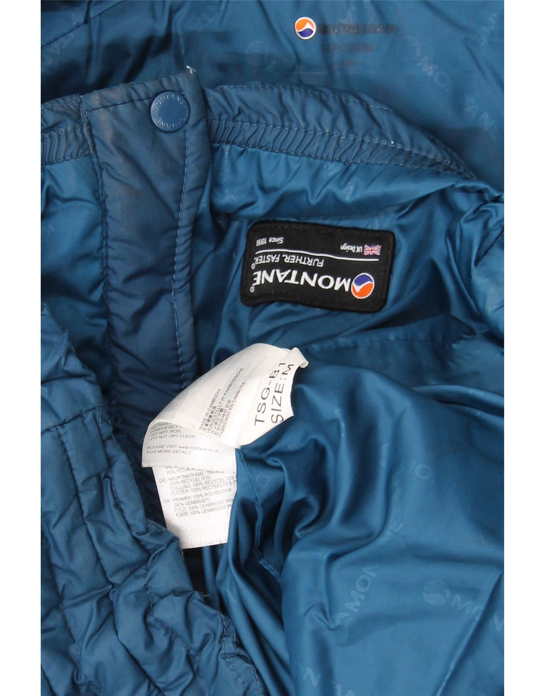 Montane Herre hættepolstret jakke UK 38 Medium Blue Polyester