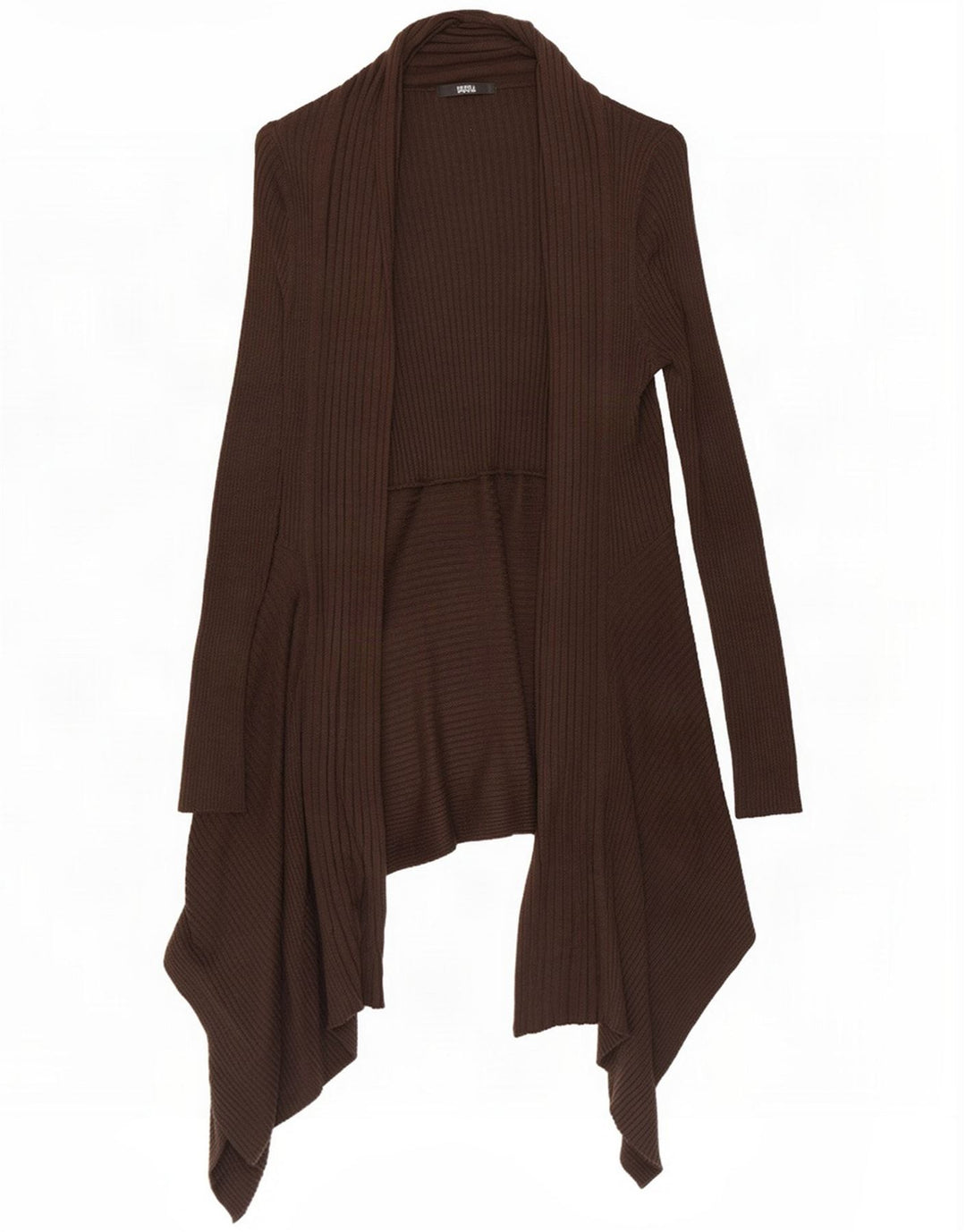 Marks & Spencer Dame Asymmetrisk Åben Cardigan Sweater UK 12 Medium Brun