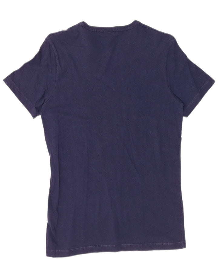 BENETTON Dame Peanuts Grafisk T-Shirt Top UK 10 Small Navy Blue Bomuld