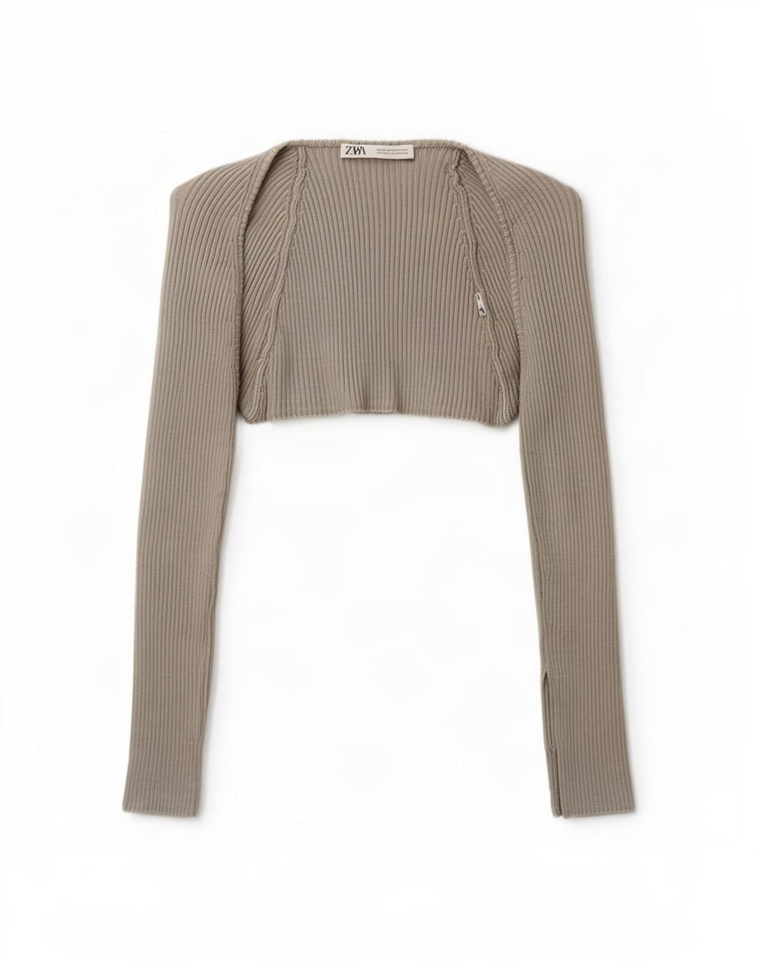 Zara Womens Crop Open Bolero Top UK 12 Medium Grå