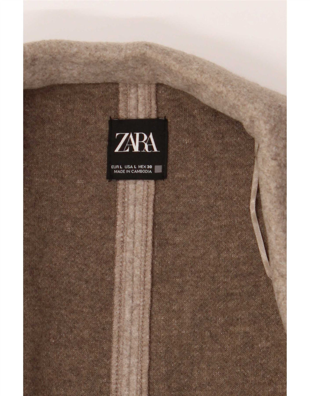Zara Dame Overfrakke UK 16 Stor Brun Polyester