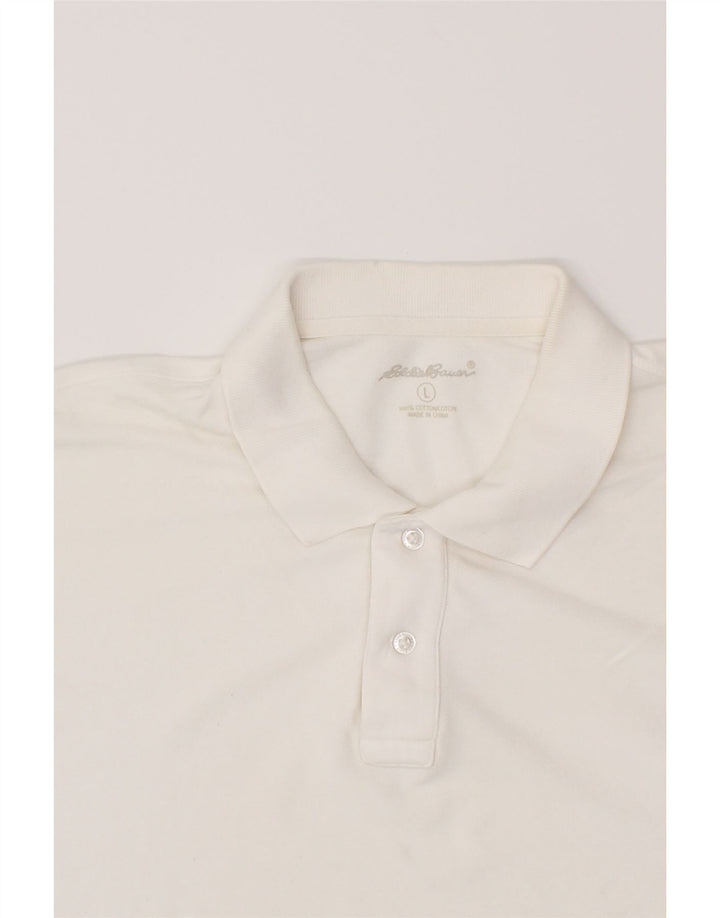 EDDIE BAUER Mens Polo Shirt Large White Cotton Vintage Eddie Bauer and Second-Hand Eddie Bauer from Messina Hembry 