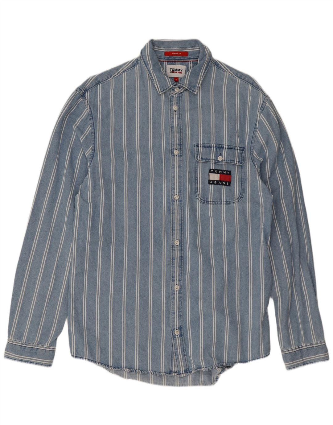 Tommy Hilfiger Herre Classic Fit skjorte Medium blå stribet bomuld
