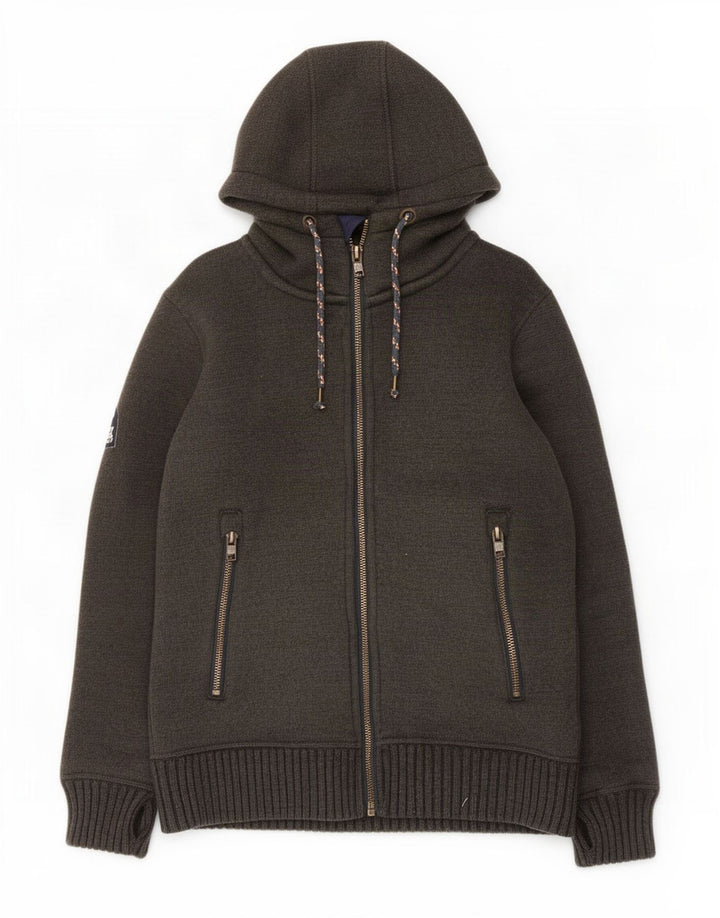 Superdry Herre grafisk hættetrøje med lynlås Stor Khaki Akryl