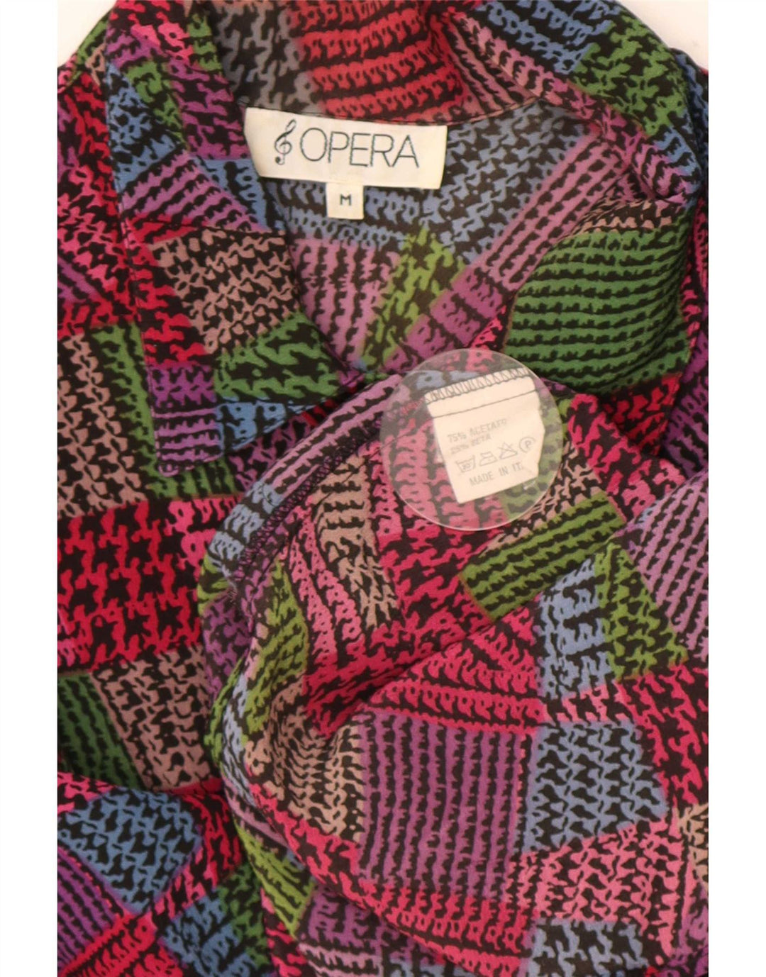 Opera Dameskjortebluse UK 14 Medium Flerfarvet Geometrisk Acetat