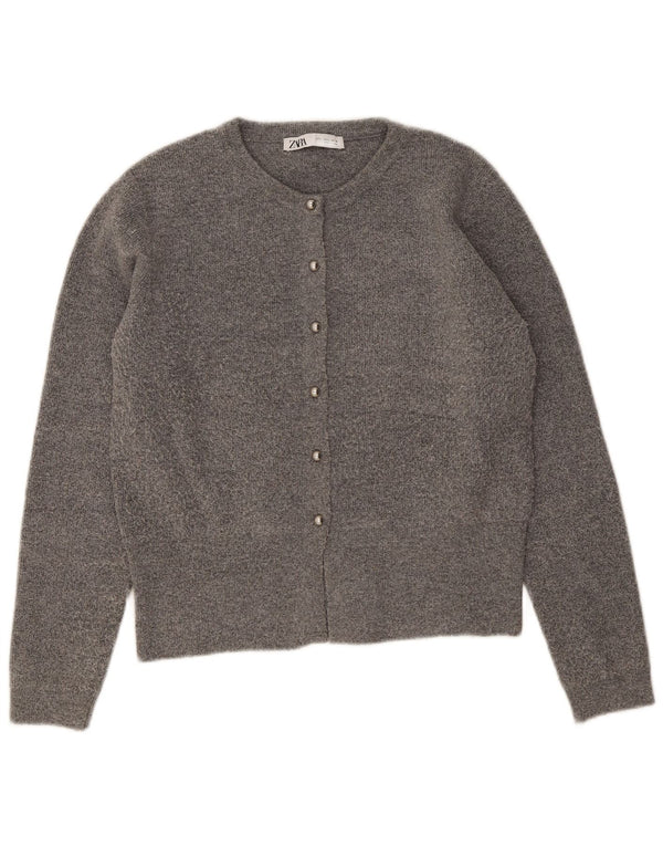 Zara Womens Cardigan Sweater UK 14 Large Grey Polyester