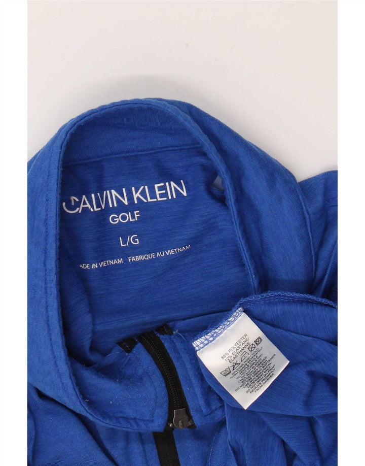 Calvin Klein Herre Zip Neck Pullover Træningsdragt Top Stor Blå Polyester