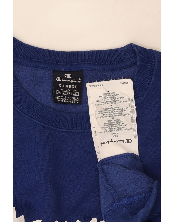 Champion Herre Grafisk Sweatshirt Jumper XL Blå Bomuld