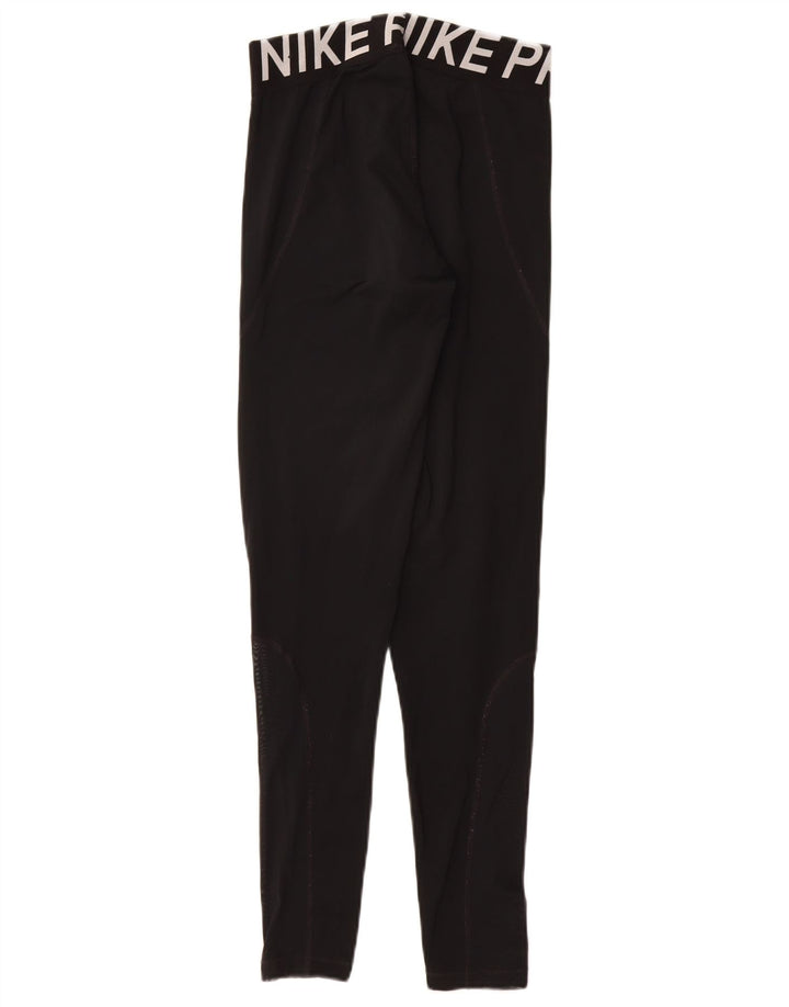 NIKE Dri Fit grafiske leggings til kvinder UK 12 Medium Black Polyester