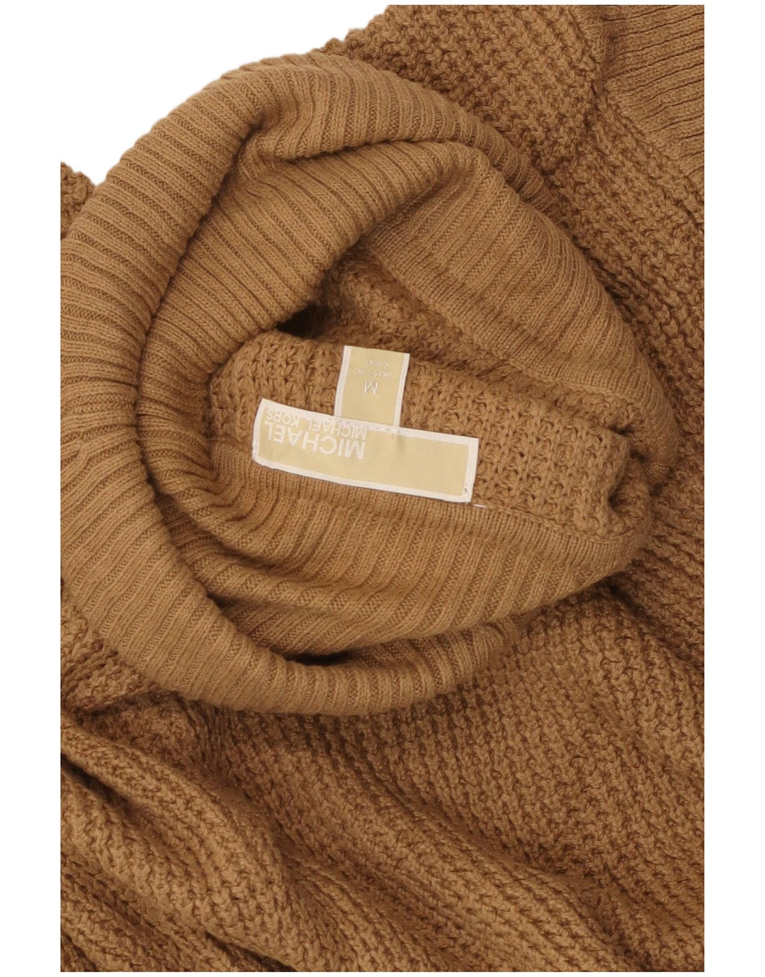 MICHAEL KORS Dame Rullehals sweater UK 12 Medium Beige Bomuld