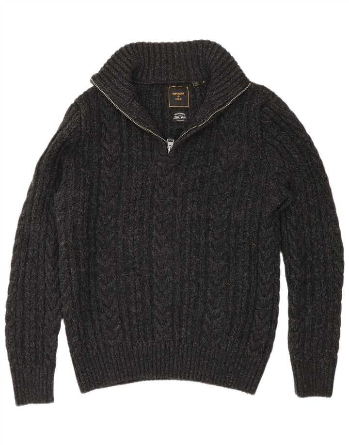 Superdry Sweater med lynlås til mænd mellemgrå akryl