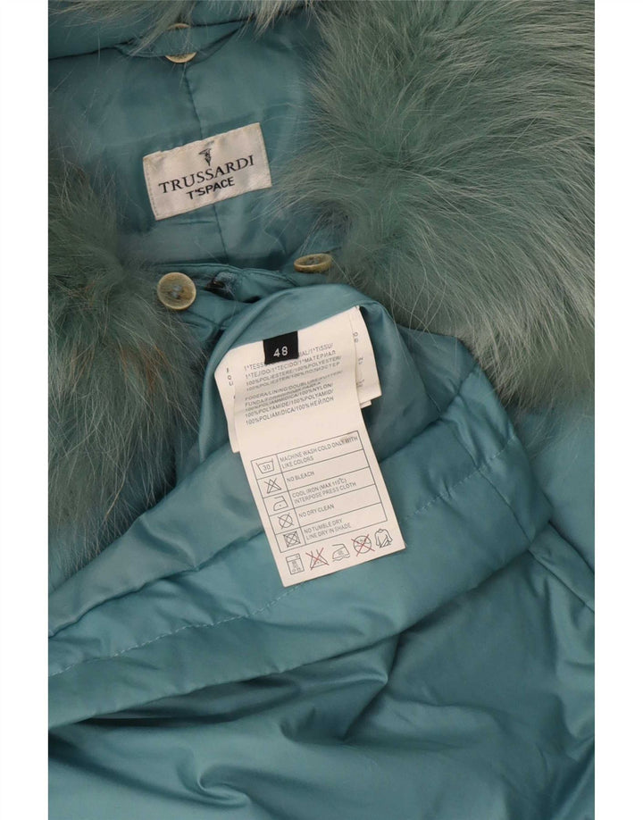 Trussardi Dame Polstret Frakke IT 48 XL turkis polyester