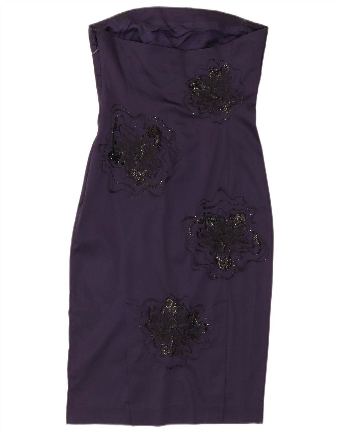 JANE NORMAN Dame Stropløs Bodycon Kjole UK 12 Medium Purple Floral