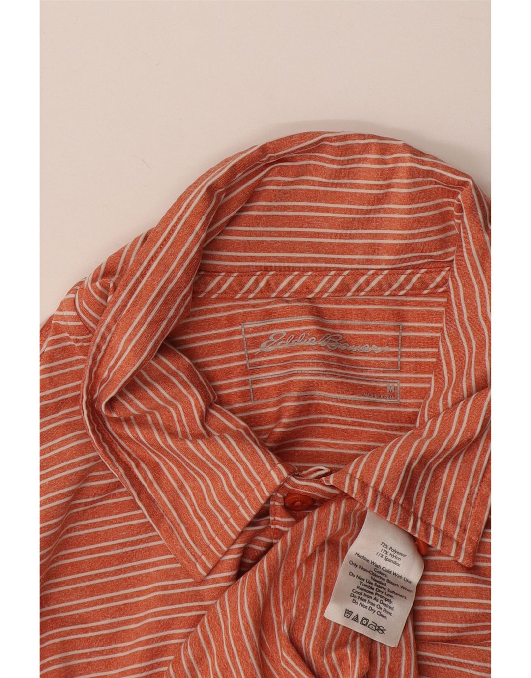 Eddie Bauer herre poloshirt Medium orange stribet polyester