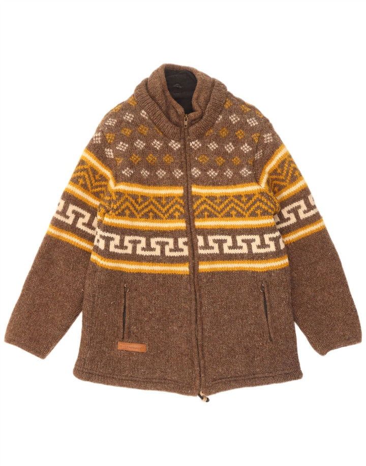 Sternstunde Dame Strik Windbreaker Jacket UK 14 Medium Brown Geometric