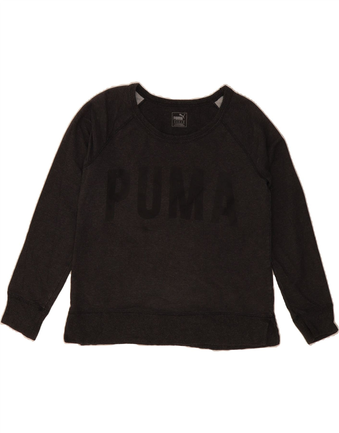 PUMA Womens Graphic Sweatshirt Jumper UK 12 Medium  Grey Cotton Vintage Puma and Second-Hand Puma from Messina Hembry 
